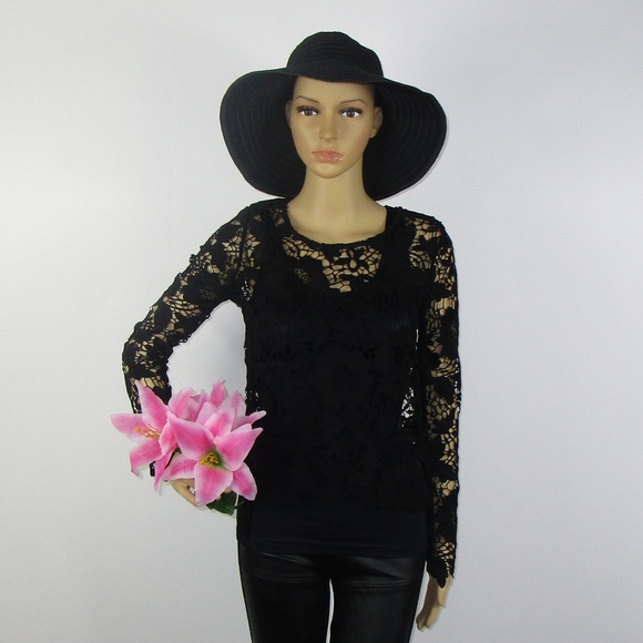 Divided Tops - Divided by H&M Black Lace Top Blouse Shirt Size 4